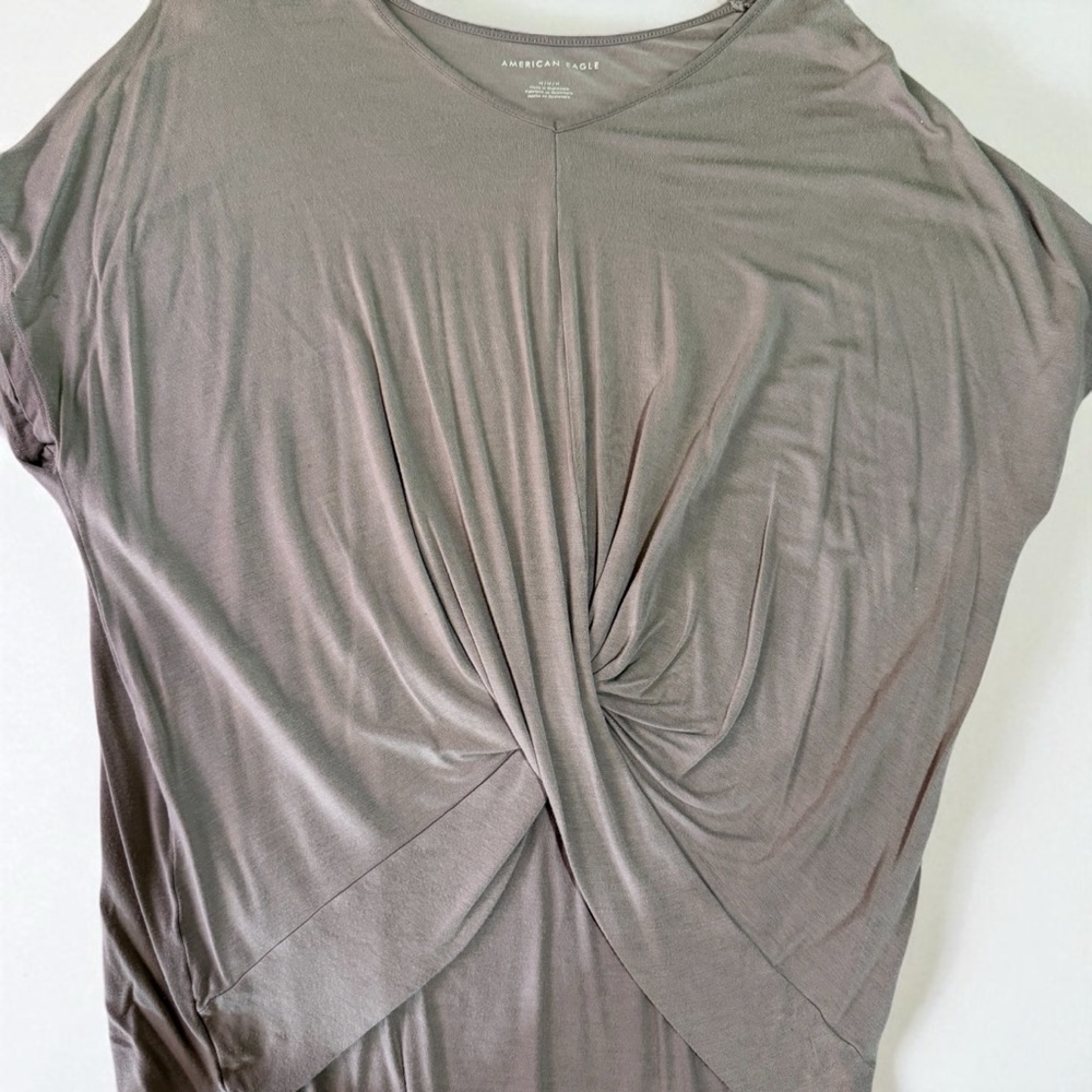 American Eagle Outfitters Women's Taupe Twist Front Tee